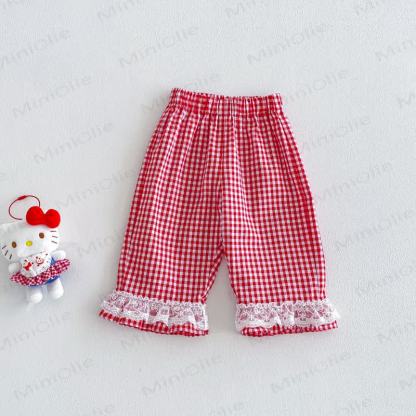 ベビー・幼児用女の子向けリボン付きタンクトップ、ノースリーブDress、またはチェック柄パンツ - 赤いパンツ - 4～5歳 - image 4