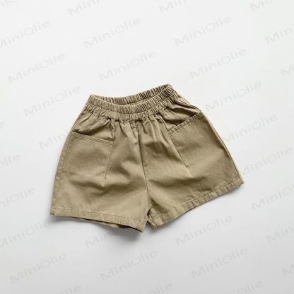 幼児用夏物コットン無地ショートパンツ - カーキ - 6～7歳 - image 2