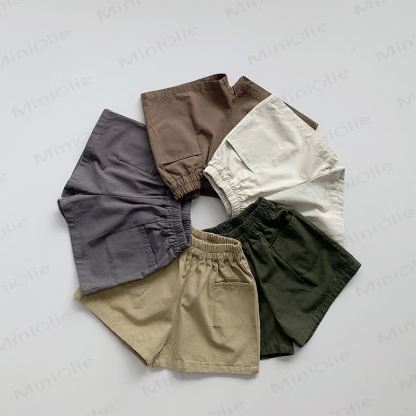幼児用夏物コットン無地ショートパンツ - image 1
