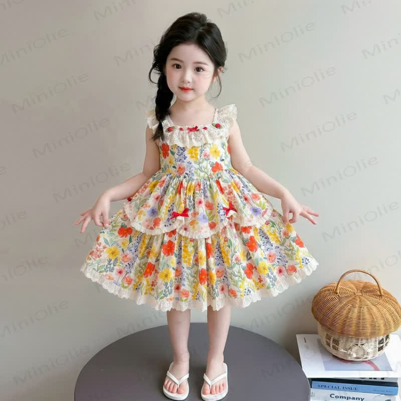 幼児・キッズ 女の子用 コットン 花柄プリント ノースリーブワンピースDress付き - マルチカラー - 12～13歳 - image 1