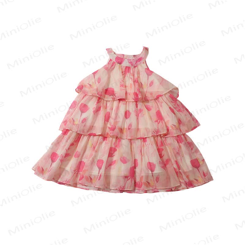 幼児用女の子向けコットン製ピンクチューリップ柄Dress - image 3