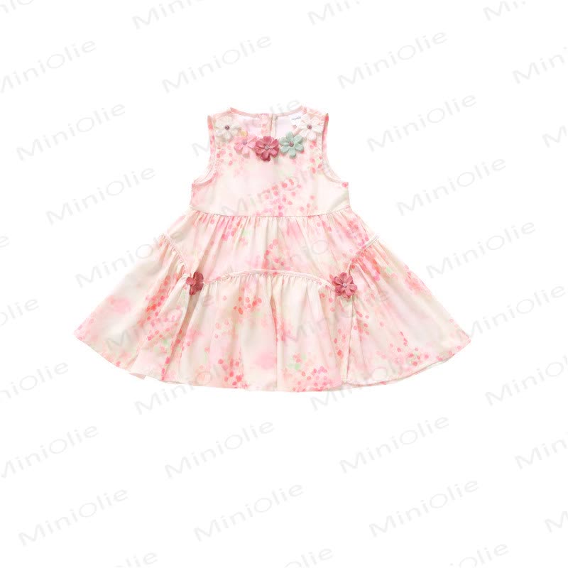 幼児・キッズ 女の子用 コットン ピンク 花柄 ノースリーブDress - image 3