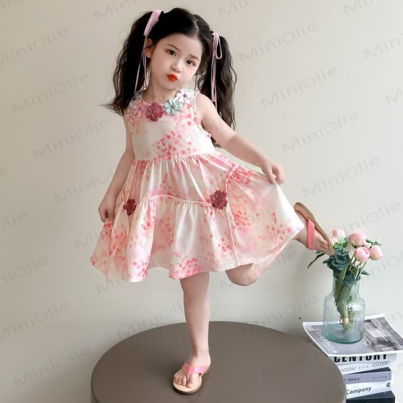幼児・キッズ 女の子用 コットン ピンク 花柄 ノースリーブDress - ピンク - 8-9T - image 2