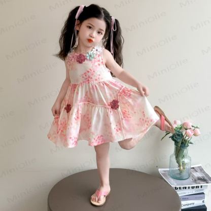 幼児・キッズ 女の子用 コットン ピンク 花柄 ノースリーブDress - ピンク - 8-9T - image 2