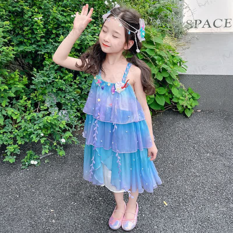 幼児用女の子用コットンチュールノースリーブDress - 青 - 10-11歳 - image 2
