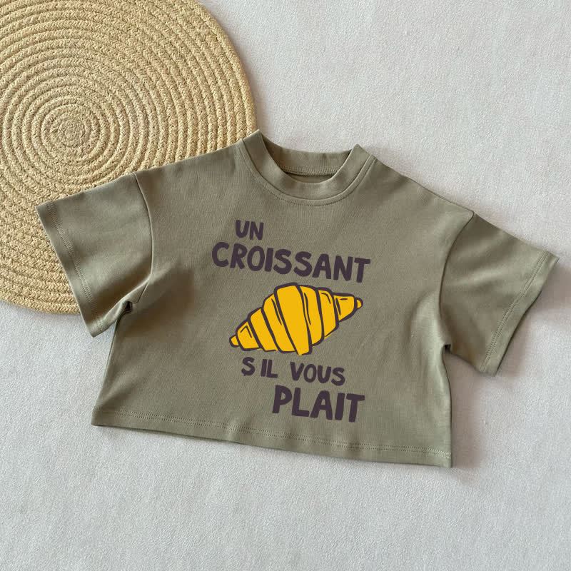 UN CROISSANT S IL VOUS PLAITベビーサマーカジュアル Tシャツ - グレーグリーン - 2～3歳 - image 1