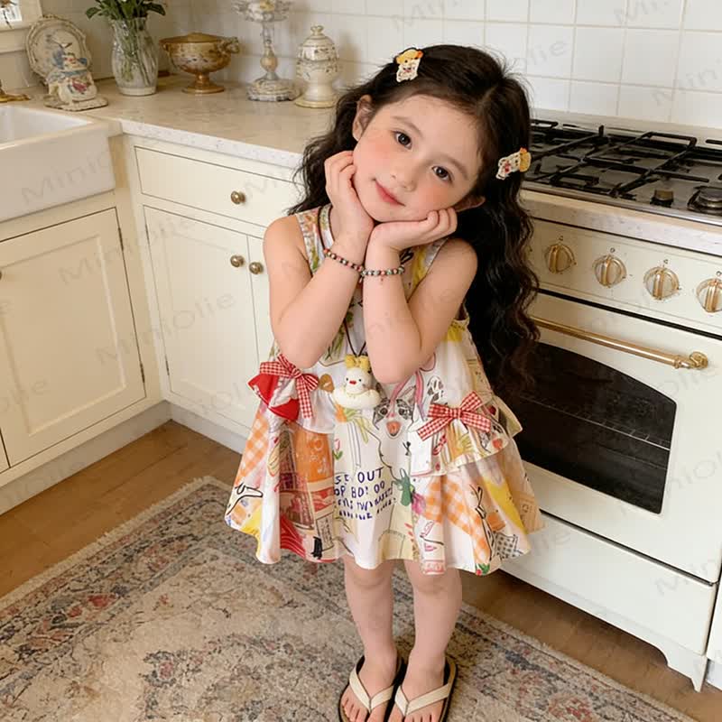 幼児・キッズ 女の子用 花柄、水玉模様、または動物柄のノースリーブDress - 白 - 10-11歳 - image 5