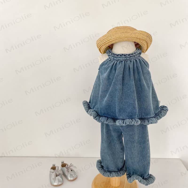 幼児用女の子デニムタンクトップとパンツのセット - image 1
