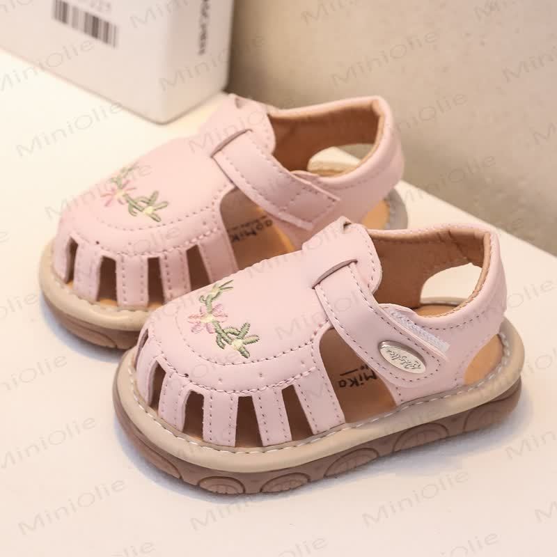 幼児用花柄刺繍サンダル - ピンク - 7.5C℃ - image 6