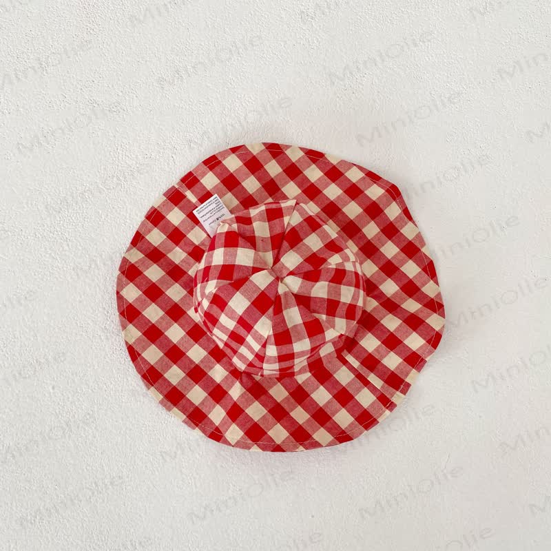 ベビーガールズ用コットンベージュタンクトップと赤チェック柄ショートパンツのセット、または帽子 - 赤い帽子 - 3～4歳 - image 4