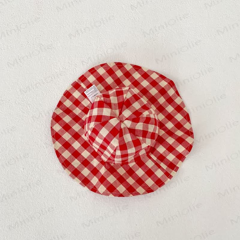 ベビーガールズ用コットンベージュタンクトップと赤チェック柄ショートパンツのセット、または帽子 - 赤い帽子 - 3～4歳 - image 4