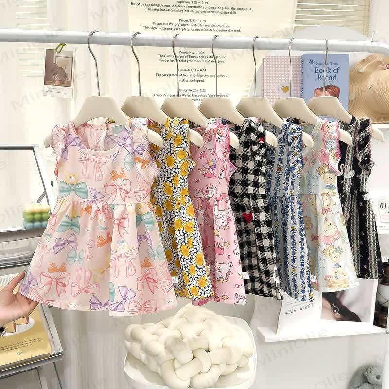 幼児用女の子向けアニマルレインボーリボンノースリーブDress - image 1