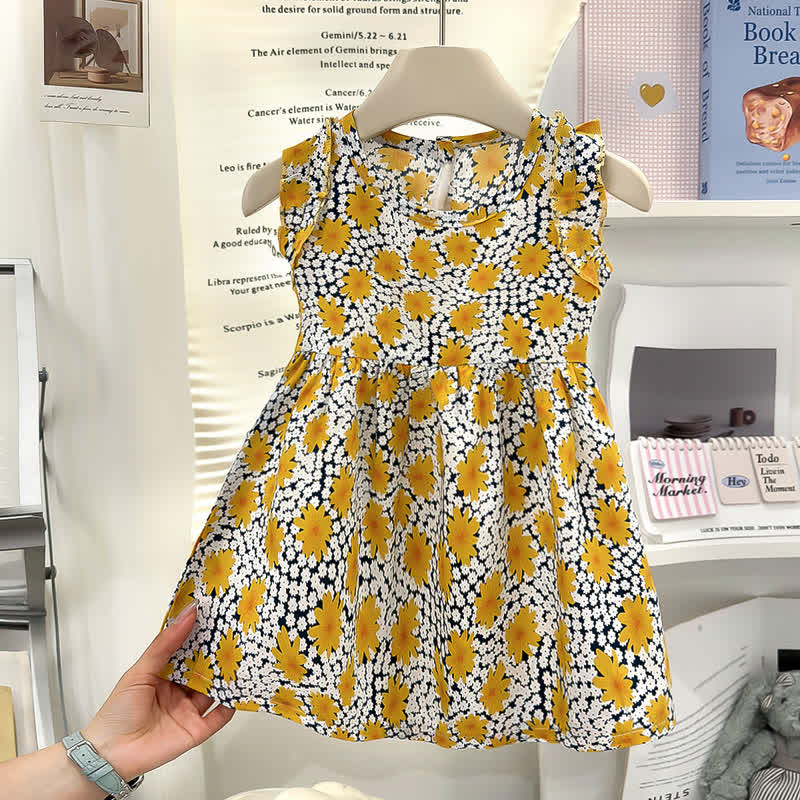 幼児用女の子向けアニマルレインボーリボンノースリーブDress - 黄色 - 8-9T - image 3