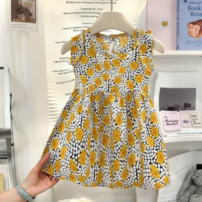 幼児用女の子向けアニマルレインボーリボンノースリーブDress - 黄色 - 8-9T - image 3