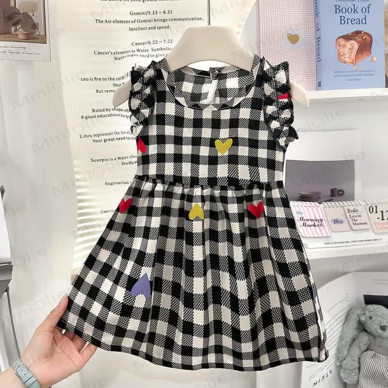 幼児用女の子向けアニマルレインボーリボンノースリーブDress - ブラックチェック - 8-9T - image 5