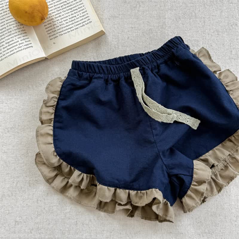幼児用ソフトコットン花柄トリムショートパンツ - 海軍 - 6～7歳 - image 3