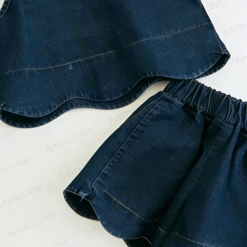 ベビー・幼児用女の子向け無地タンクトップ＆ショートパンツ デニムセット - image 4