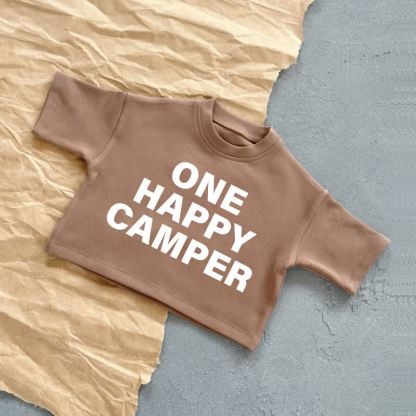 ONE HAPPY CAMPERサマーカジュアルTシャツ - 茶色 - 2～3歳 - image 5