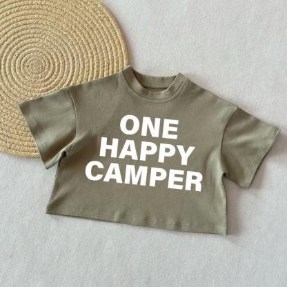 ONE HAPPY CAMPERサマーカジュアルTシャツ - グレーグリーン - 2～3歳 - image 2