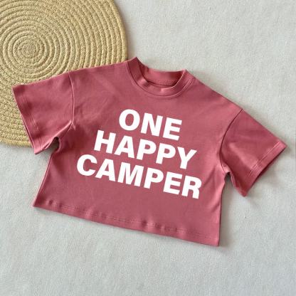 ONE HAPPY CAMPERサマーカジュアルTシャツ - レンガ色 - 2～3歳 - image 4