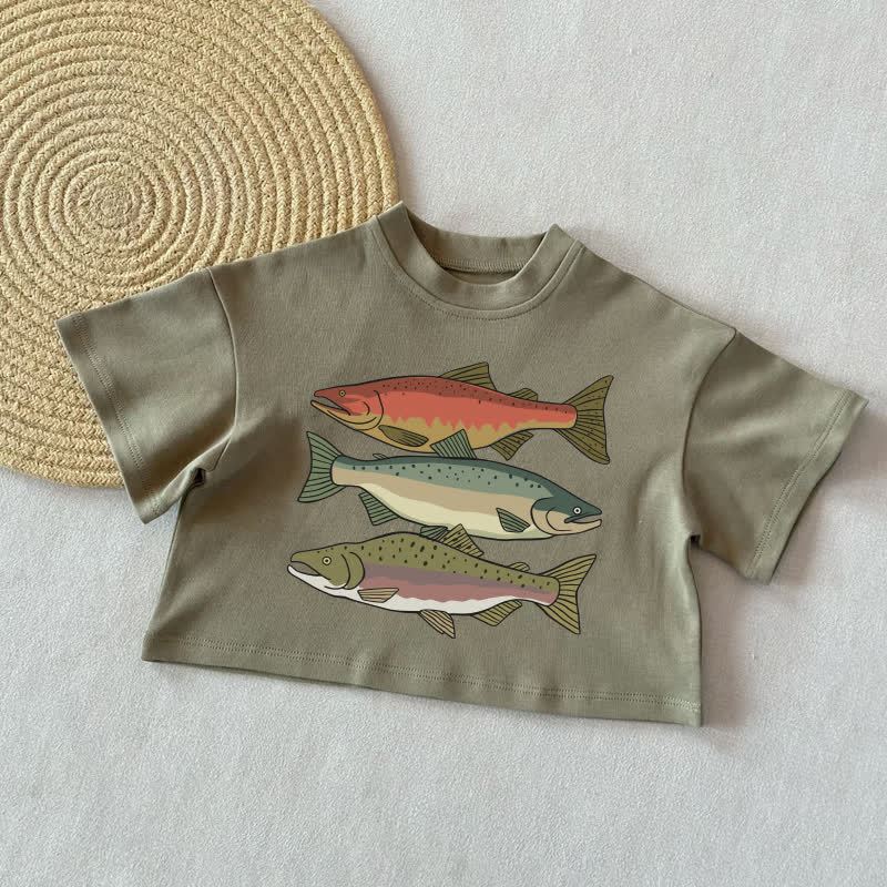 ベビーフィッシュ サマーカジュアルTシャツ - グレーグリーン - 2～3歳 - image 2