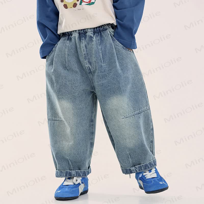 幼児男の子用無地ブルーデニムパンツ - image 1
