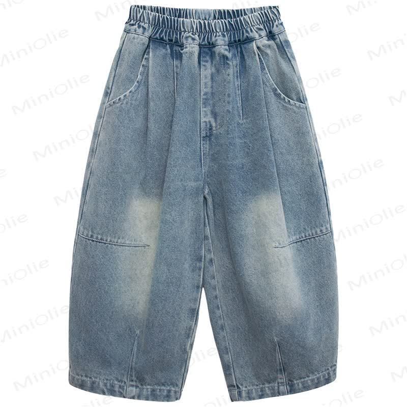 幼児男の子用無地ブルーデニムパンツ - 青 - 8-9T - image 2