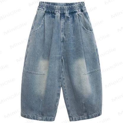幼児男の子用無地ブルーデニムパンツ - 青 - 8-9T - image 2