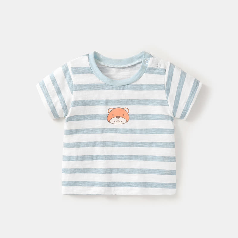 男の子用クマ柄Tシャツ - ブルーストライプ - 3～4歳 - image 3