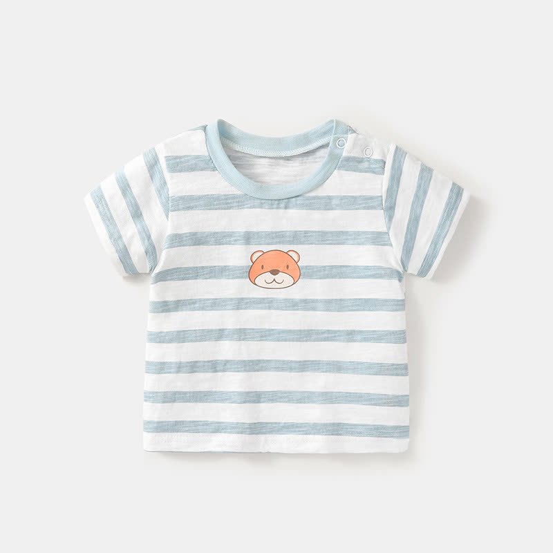 男の子用クマ柄Tシャツ - ブルーストライプ - 3～4歳 - image 3