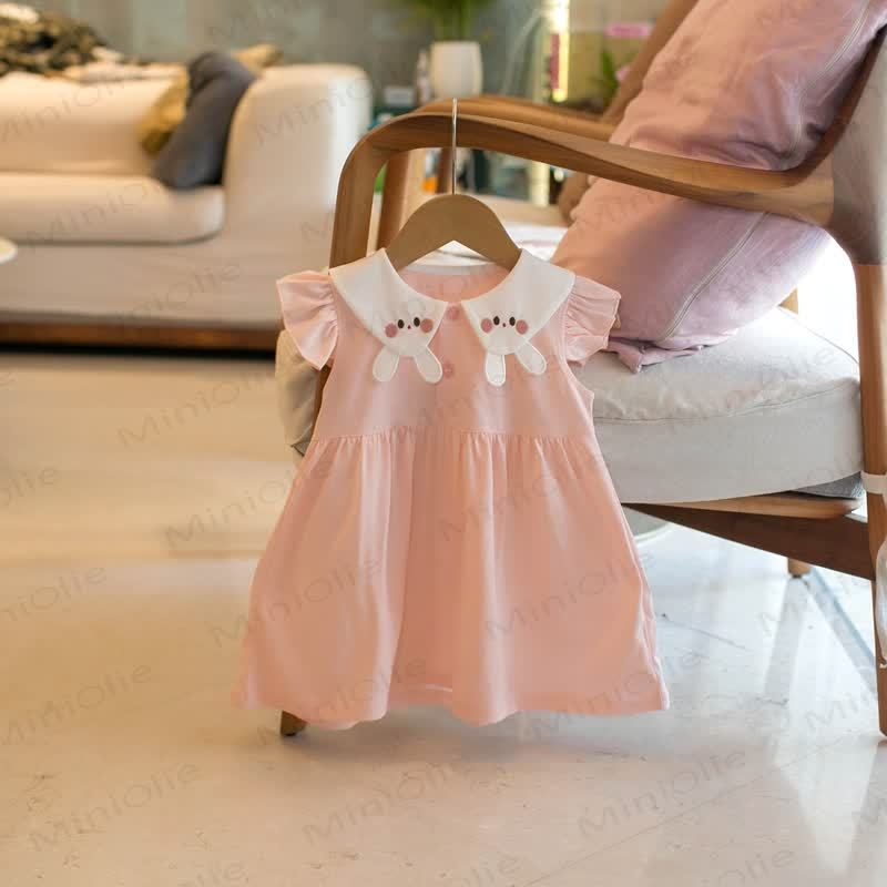 幼児用女の子向けピンクのコットンうさぎ柄Dress - image 1