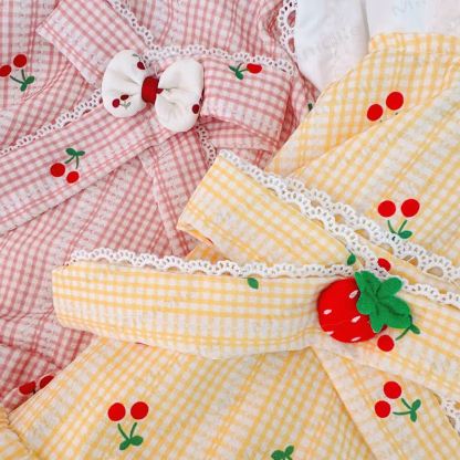 ベビー・幼児用女の子向けコットンリボン付きギンガムチェックチェリー柄ノースリーブDress  - image 5