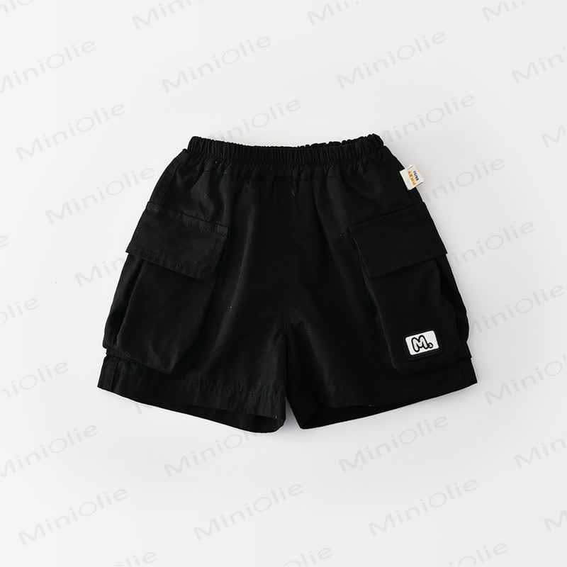 ベビー・幼児男の子用 綿素材のストライプ柄トップスまたは無地の黒ショートパンツ - 黒 - 4～5歳 - image 4