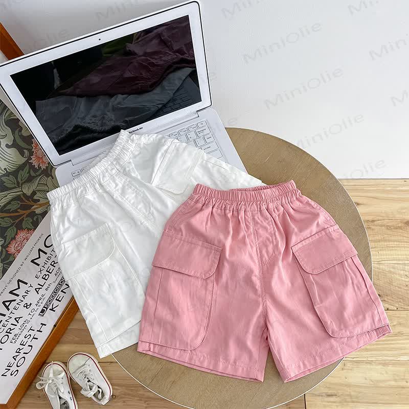幼児用コットン無地ショートパンツ - image 1