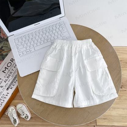 幼児用コットン無地ショートパンツ - 白 - 8-9T - image 3