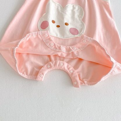 ベビーガール用フラワー/うさぎ柄ストラップロンパース - image 9