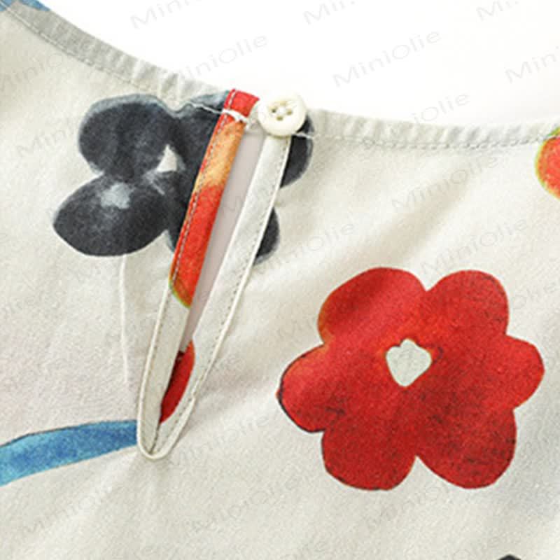 キッズガールズ用コットン花柄ノースリーブDress - image 4