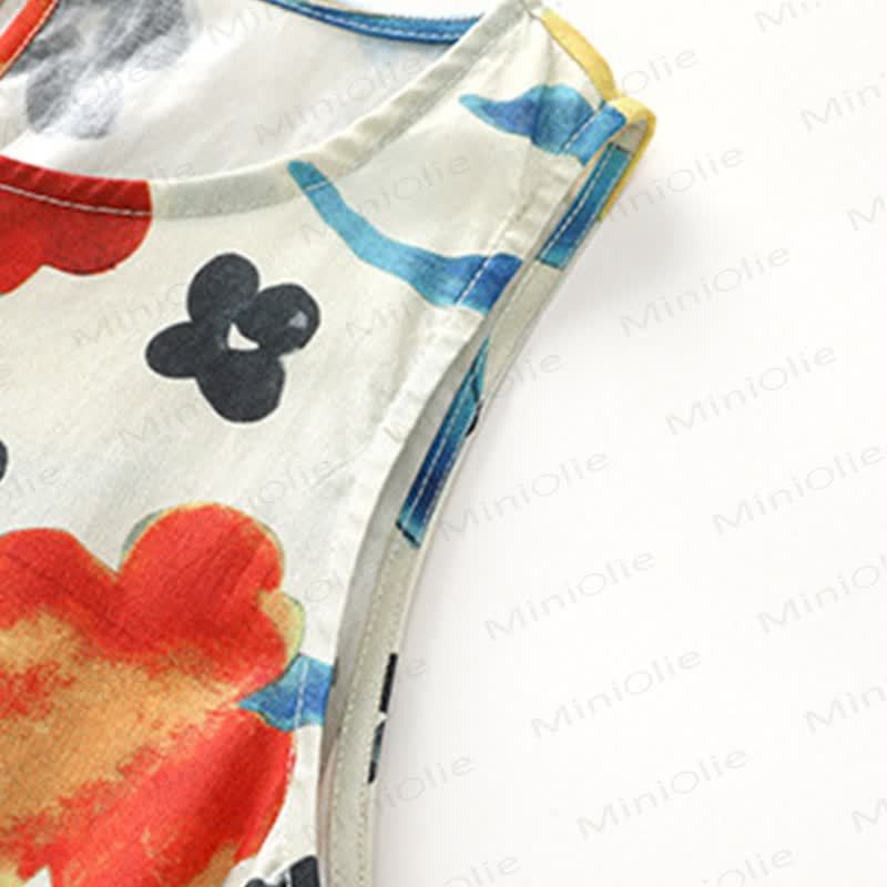 キッズガールズ用コットン花柄ノースリーブDress - image 3