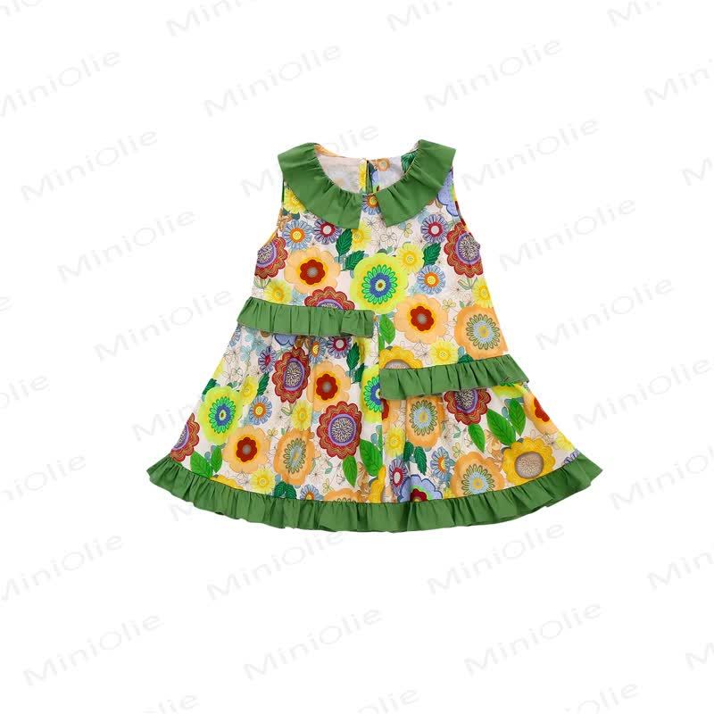 幼児用女の子向けコットン花柄ノースリーブDress - image 5