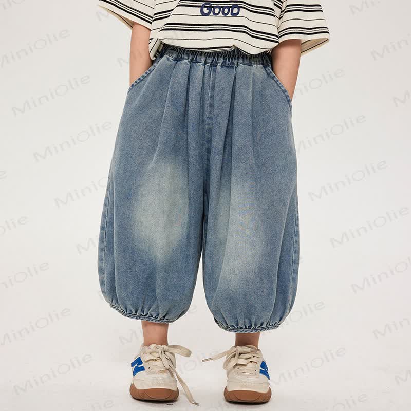 幼児男の子用デニム無地ブルーパンツ - 青 - 8-9T - image 1