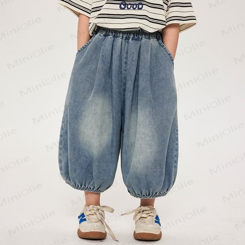 幼児男の子用デニム無地ブルーパンツ - 青 - 8-9T - image 1