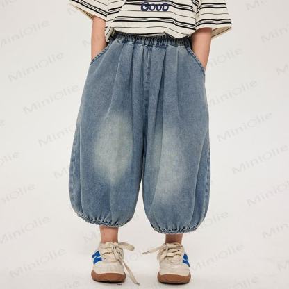 幼児男の子用デニム無地ブルーパンツ - 青 - 8-9T - image 1