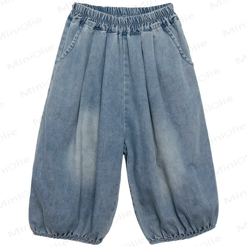 幼児男の子用デニム無地ブルーパンツ - image 2