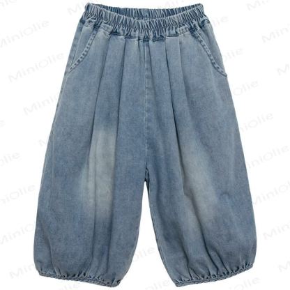 幼児男の子用デニム無地ブルーパンツ - image 2