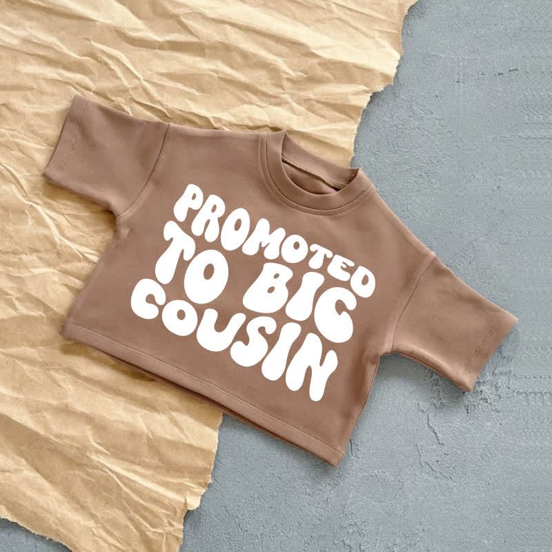 PROMOTED TO BIG COUSIN！ベビーサマーカジュアルTシャツ - 茶色 - 2～3歳 - image 5