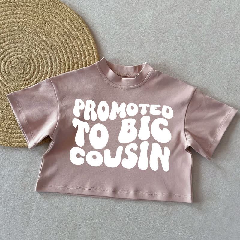 PROMOTED TO BIG COUSIN！ベビーサマーカジュアルTシャツ - コーラルピンク - 2～3歳 - image 3