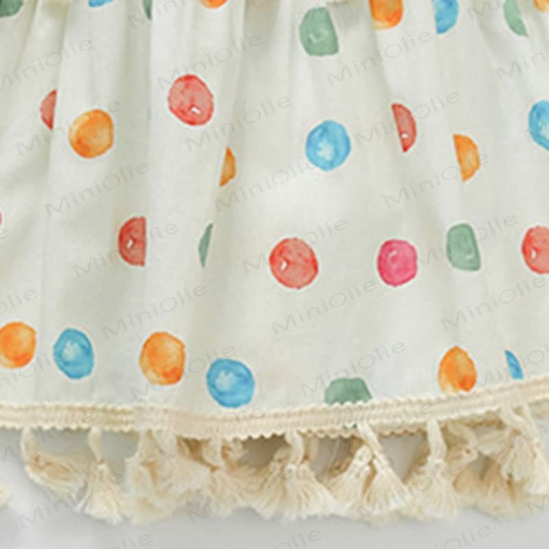 幼児用女の子向けコットンパフスリーブ水玉模様Dress - image 4