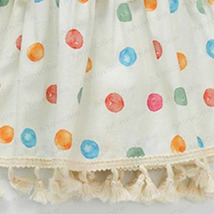 幼児用女の子向けコットンパフスリーブ水玉模様Dress - image 4