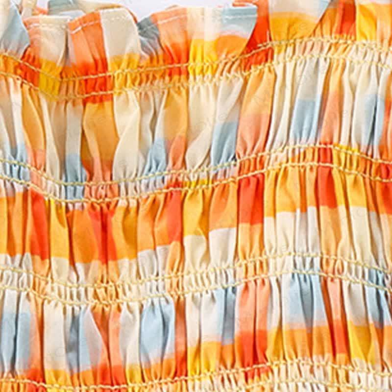 幼児用女の子向けコットンオレンジギンガムチェックノースリーブDress - image 5