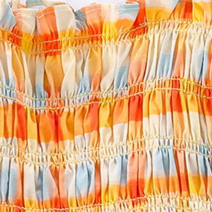 幼児用女の子向けコットンオレンジギンガムチェックノースリーブDress - image 5